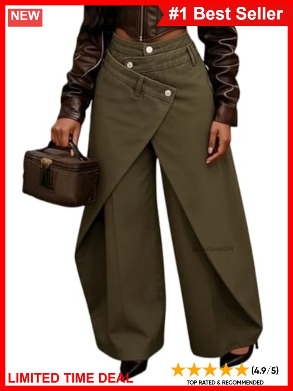 Women's Baggy Wide Leg High Waisted Asymmetrical Boyfriend Jeans
